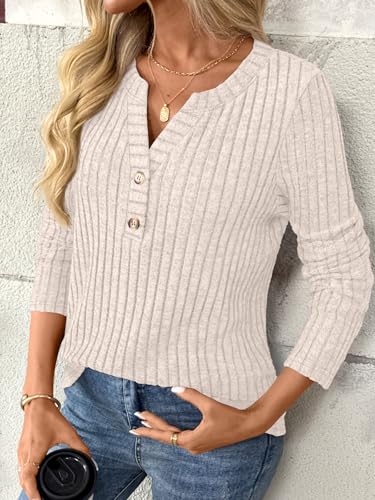 AUTOMET Women's Long Sleeve Henley Shirts Fall Lightweight Sweaters Dressy Casual Tunic Tops Fashion Clothes 2026