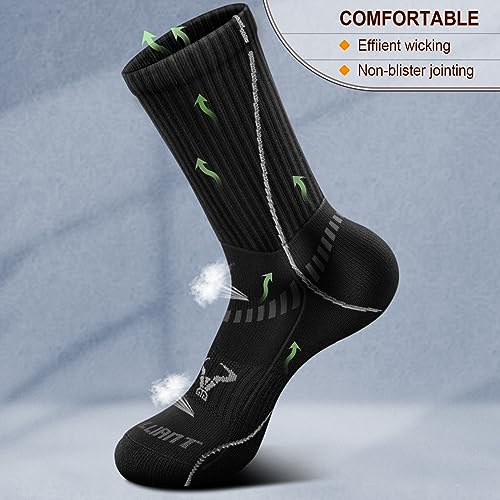 Men Athletic Socks, Sports Crew Socks Cushioned For Men Outdoor Running Exercising Hiking-Cushioned Support