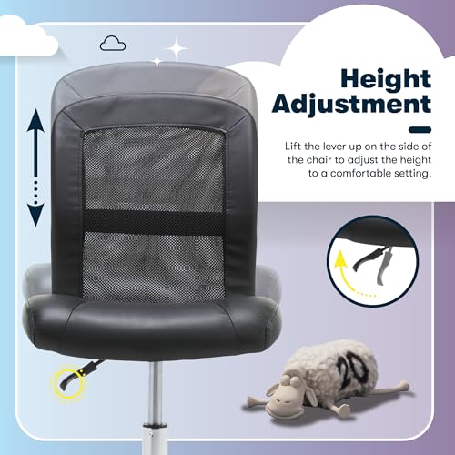 Serta Essential Armless TaskChair, Small Desk Chairs with Wheels, Breathable Mesh Back and Faux Leather, Quality Foam Cush...