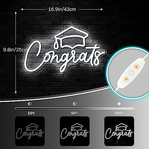 Congrats Grad Neon Sign Congrats Neon Lights Signs for Backdrop Graduation Party Wall Decor Dimmable Congratulations Neon ...