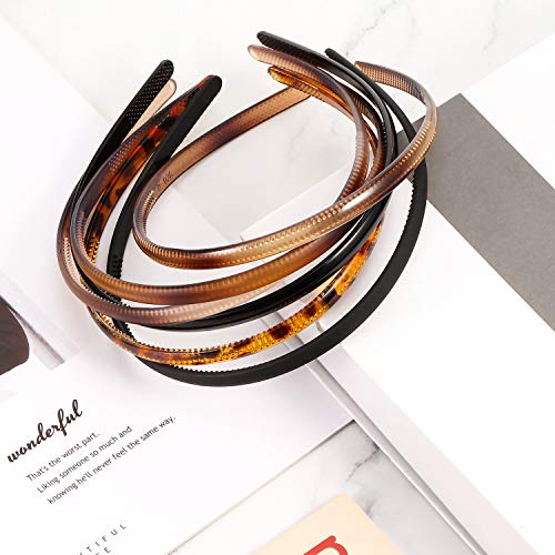WILLBOND 6 Pieces Plastic Headbands for Women Thin Headband with Teeth Plain Head Bands for Halloween Christmas Women's Hair