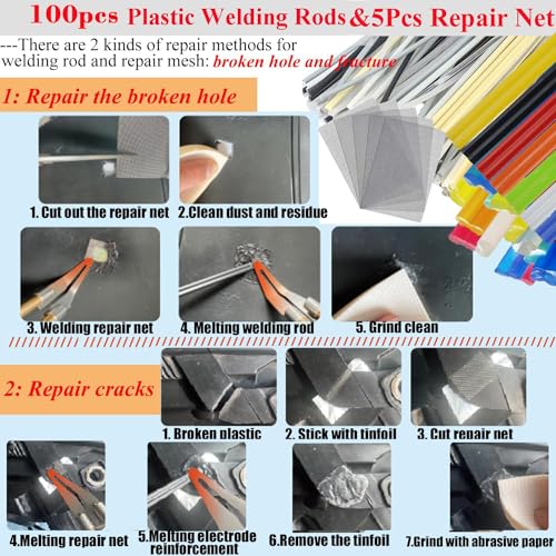 Upgraded 220W Plastic Welder, 2 in 1 Plastic Welding Kit Plastic Repair Welder Kit 1000PCS Hot Stapler Soldering Gun with ...