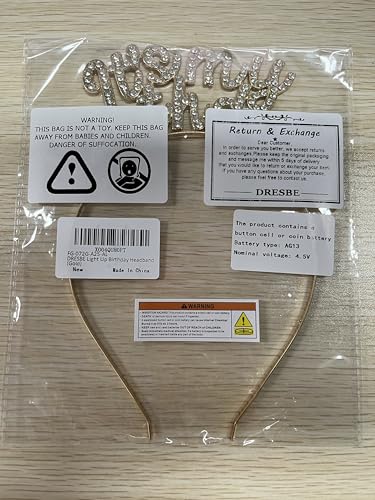 DRESBE Light Up Birthday Headband LED Rhinestone Headbands Glow Its My Birthday Hair Accessories for Women (Gold)
