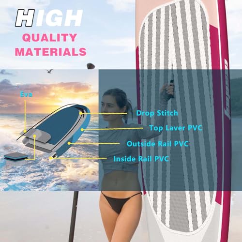 Inflatable Stand Up Paddle Board Non-Slip Deck, 11’×33”×6” Complete SUP Accessories for All Skill Levels, Wide Seat & Safe...