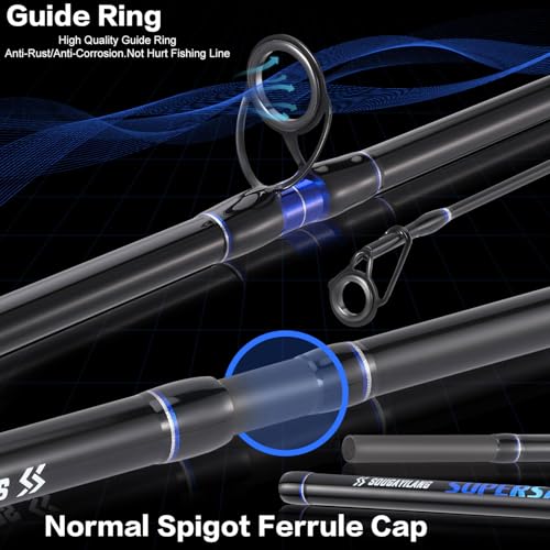 Sougayilang Surf Fishing Rod and Reel Combo, 4 Piece MH/H Saltwater Fishing Combo with 5000 Size Spinning Reel(12'/15')