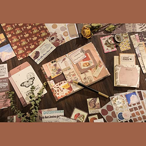 348 Pcs Scrapbooking Supplies Kit, Vintage Aesthetic Scrapbook Kit for Bullet Junk Journal, Stationery, A6 Grid Notebook, ...