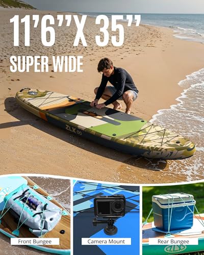 ZLX 11'6 x 35 Inflatable Stand Up Paddle Board with 50PSI Paddle Board Pump