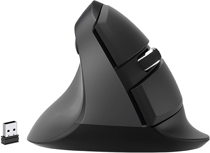 J-Tech Digital Left Handed Wireless Ergonomic Vertical Mouse for Small Hands with USB Nano Transceiver, AA Battery, 4 DPI,...