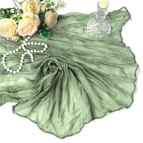 6 Pack Sage Green Cheesecloth Table Runner 10Ft Gauze Cheese Cloth Table Runner 35x120 Inch Boho Sheer Rustic Fabric for P...
