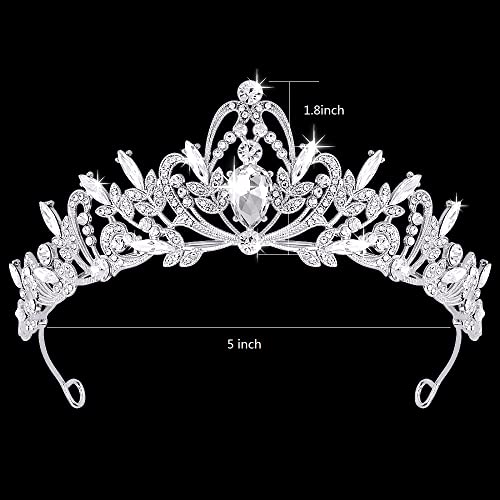 ANBALA Tiara Crystal Crown Silver Tiaras for Women Princess Crown for Women Girls Crowns for Birthda, Halloween, Wedding P...