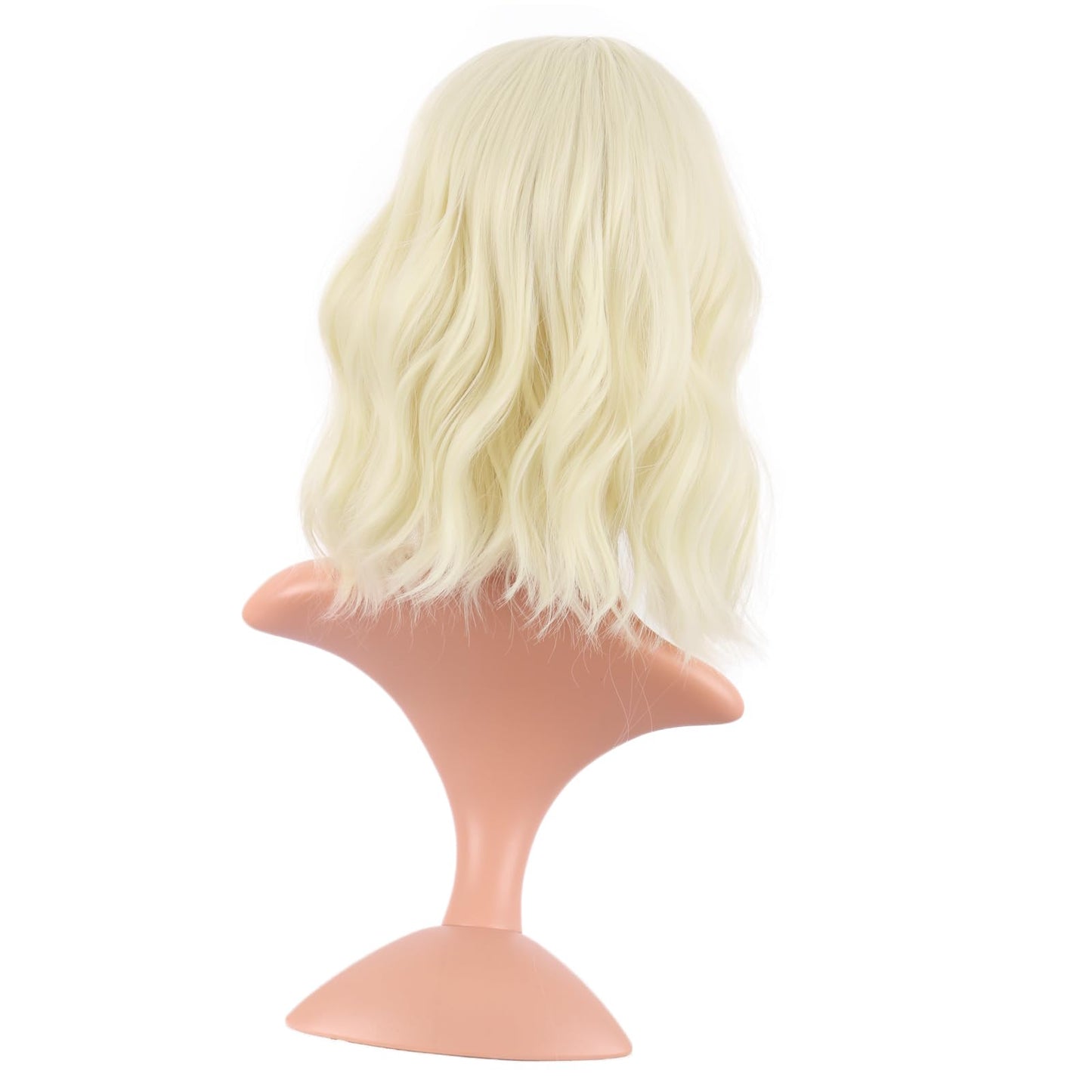 MapofBeauty 14 Inch/35 cm Bob Wavy Short Curly Body Wave Cosplay Anime Synthetic Hair Party Wig (Light Blonde)