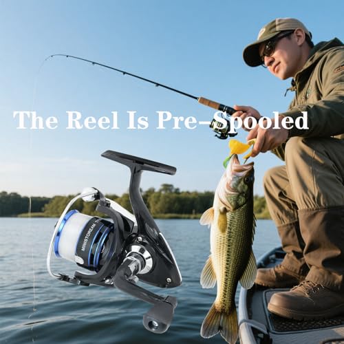 Fishing Pole Combo,2PCS 6.89ft Carbon Fiber Fishing Rods,Spinning Reels 170Pcs Worm Lure Kit Texas-Rigs-for-Bass Carrier B...