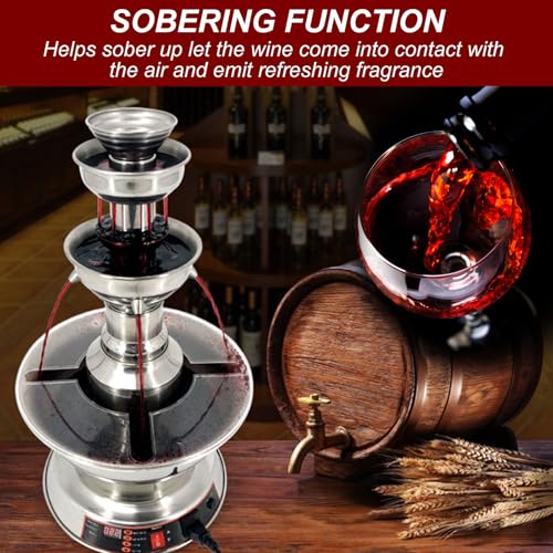 HCAUYNN Parties Drink Fountains, Large Capacity Wine Fountain Machine 120W, 3-Tier Stainless Steel Commercial Beverage Dis...