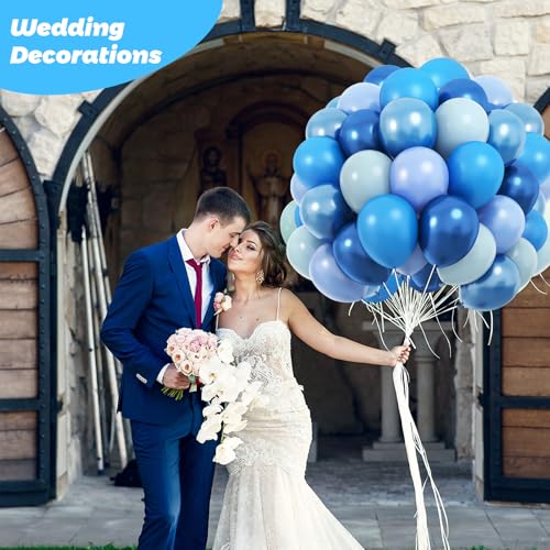 RUBFAC 65Pcs Metallic Blue Birthday Balloons, 12 Inches Pearl Pastel Light Blue Latex Balloons for Birthday Baby Shower We...