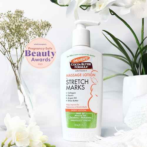 Palmer's Cocoa Butter Formula Massage Lotion For Stretch Marks, Pregnancy Skin Care, Belly Cream with Collagen, Elastin, Argan OIl and Shea Butter, 8.5 Ounces