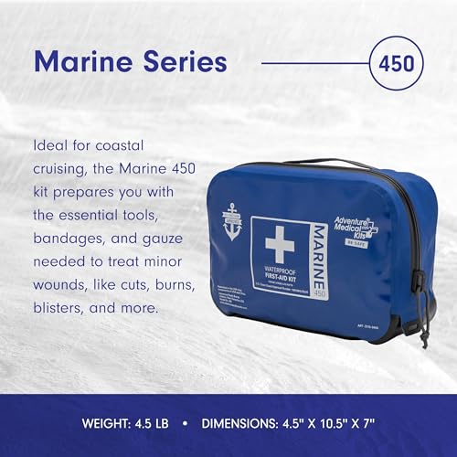 Adventure Medical Kits Marine Series Medical Kit - 450 - Boat First Aid Kit For 6 People 6 Hours From Care - Includes Emer...