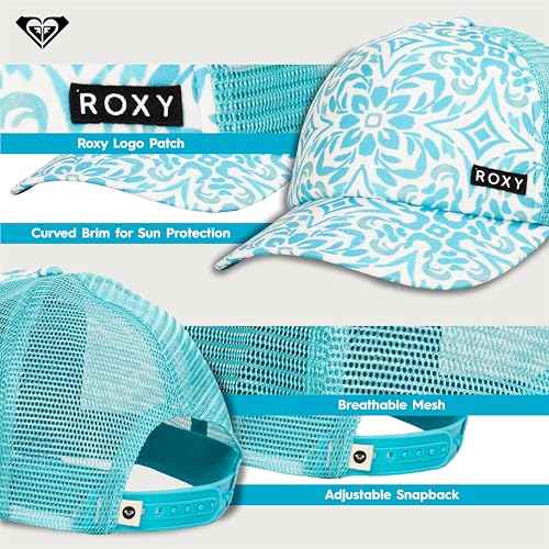 Roxy Girls' Honey Coconut Trucker Hat - Breathable Mesh Snapback, Curved Visor