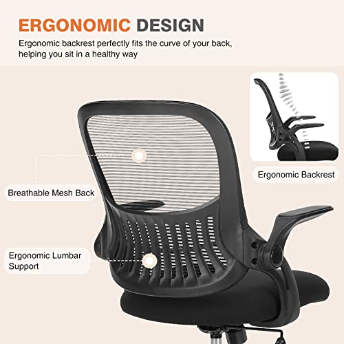 Sweetcrispy Office Computer Desk Chair, Ergonomic Mid-Back Mesh Rolling Work Swivel Task Chairs with Wheels, Comfortable L...