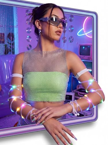 Lorealri Arm Wraps Rave Glow Body Harness Light Up Hand Straps Cyberpunk Neon EDM Outfit Festival Accessories for Women