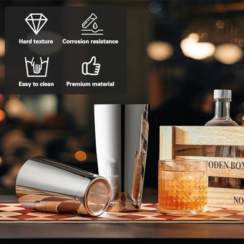WOTOR Boston Cocktail Shaker Set, 18 oz & 28 oz Stainless Steel Weighted Shaker Tins, Metal Martini Shaker Drink Mixer for...