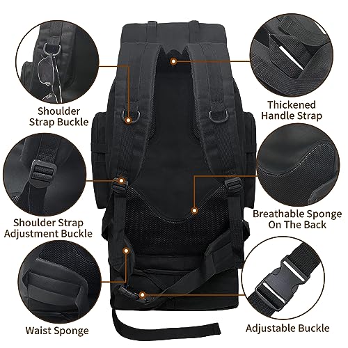 Vaupan 70L/100L Hiking Backpack with USB Charging Port, Expandable Large Military Tactical Backpack, Waterproof MOLLE Ruck...