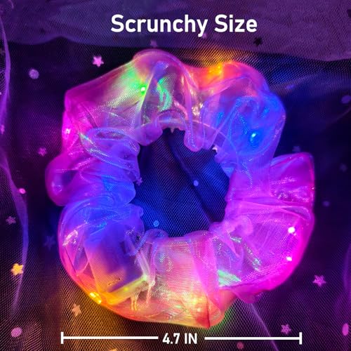 20 PCS Light up Scrunchies, 3 Glow Mode, Hair Accessories for Women, Glow in the Dark Party Supply for Festival Rave Slumb...