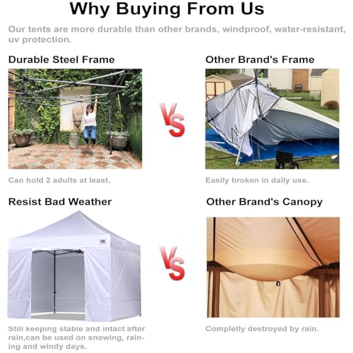ABCCANOPY Heavy Duty Easy Pop up Canopy Tent with Sidewalls 10x10, White