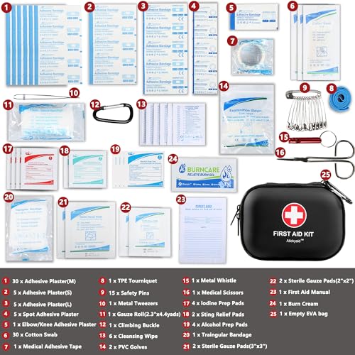 Mini First Aid Kit - 120 Piece Small Waterproof Hard Shell Medical Kit for Car, Home, Office, Travel, Camping, Sports, Out...