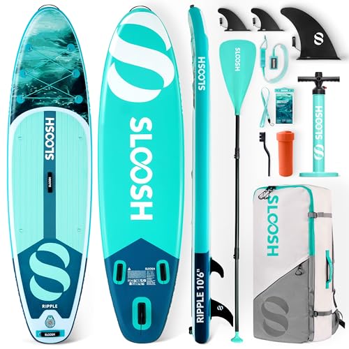 SLOOSH Inflatable Stand Up Paddle Board, 10'6" Paddle Boards with Premium Accessories, Non-Slip EVA Deck, Ultra-Light Carr...