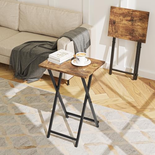Acovy Foldable TV Trays, Small Folding Table, TV Trays Set of 2, TV Dinner Tray, Side Table for Bed, Couch, Portable Easy ...