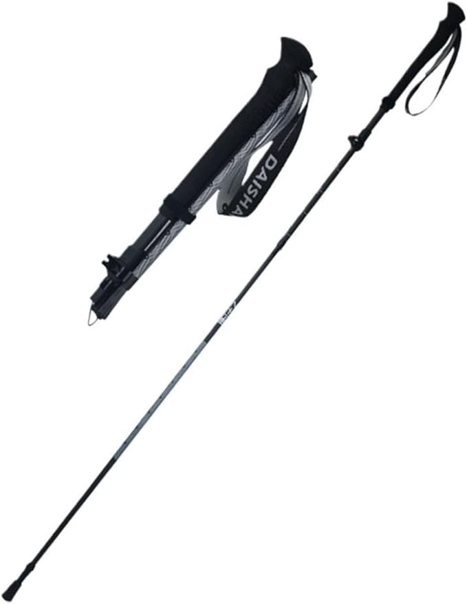3K Carbon Fiber Trekking Pole - Collapsible Telescopic 3 Section Ultralight Hiking Pole, Tungsten Steel Tip for Women Men ...