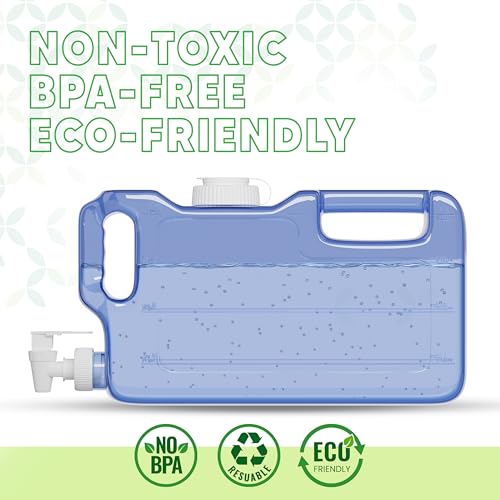 Refrigerator Water Dispenser 1.1 Gallon Bottle with Spigot - BPA Free Plastic Slim Water Jug with Spout Leak Proof | Refil...