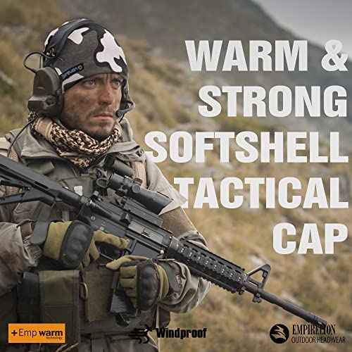 EMPIRELION Softshell Winter Fleece Lined Beanie Hats, 9" Running Skull Cap Thermal Tactical Watch Cap Men Women