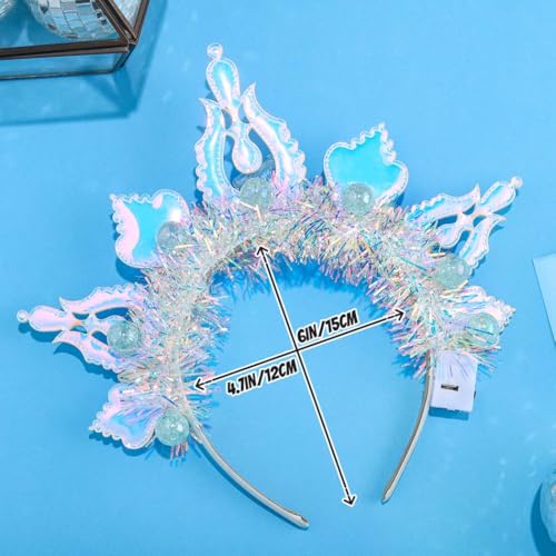 Urieo Ball Light Up Headband Led Colorful Headpiece Glow Party Crown Christmas Hair Accessories for Women