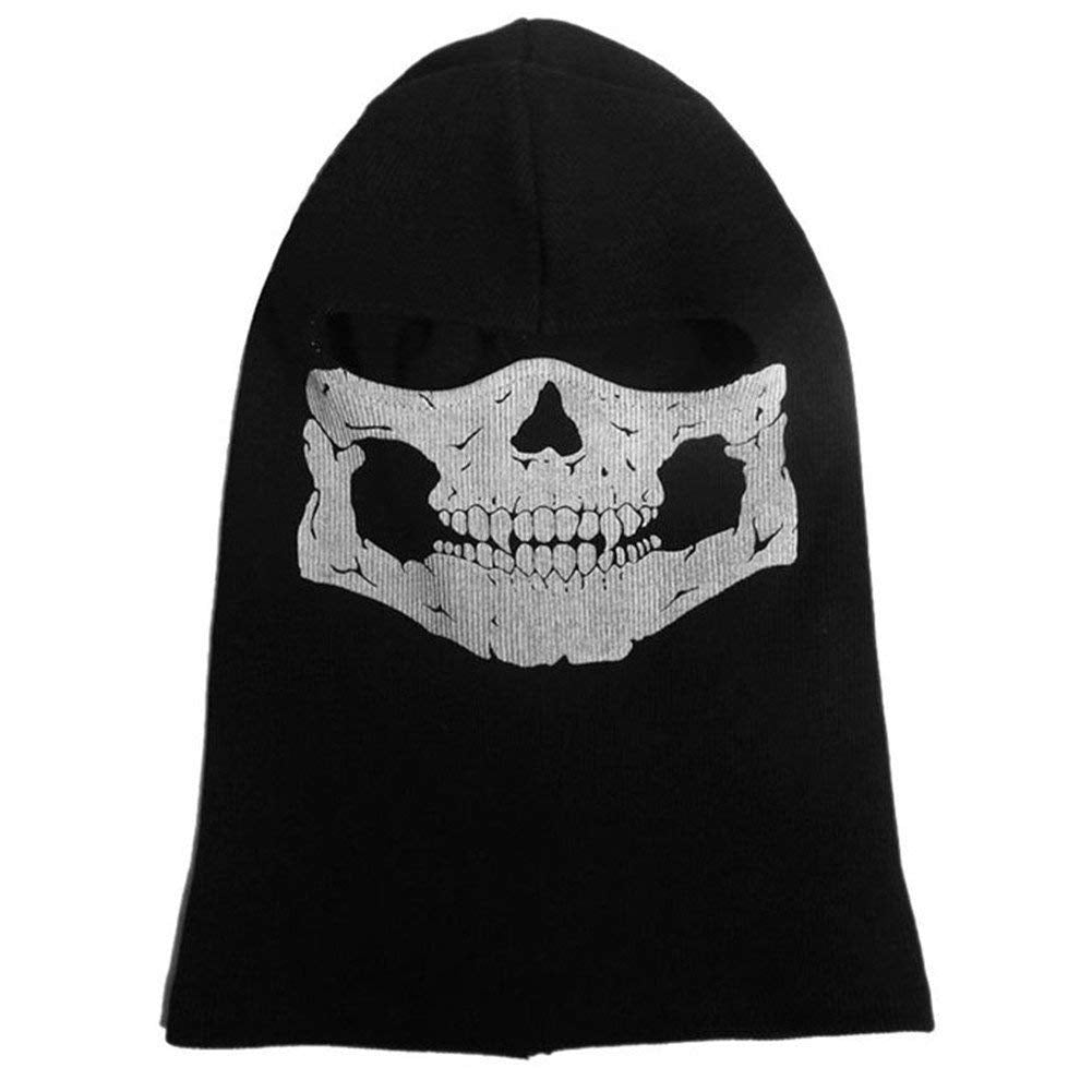 Aikuer Black Balaclava Ghosts Skull Full Face Mask, Windproof Ski Motorcycle Face Masks Tactical Balaclava Hood for Men Women Youth Halloween Cosplay Outdoor Sport Cycling Skiing Hiking