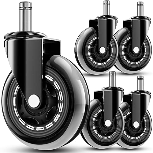 RidRed Office Chair Wheels - Replacement Rubber Wheels - Universal Fit 3 Inch Casters, Heavy-Duty Chair Casters, Noise Fre...