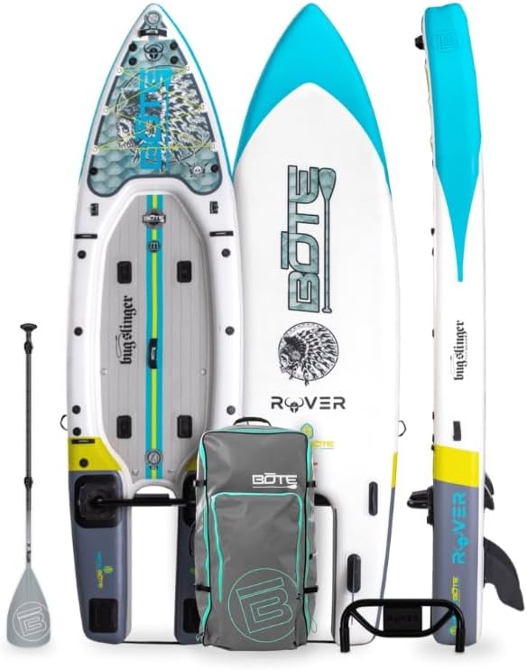 BOTE Rover Aero 12 FT 6 in Inflatable Micro Skiff, Blow up SUP for Adults Kids Family Friendly, APEX Pedal Drive & HP Moto...