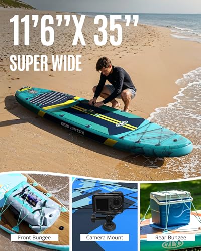ZLX 11'6 x 35 Inflatable Stand Up Paddle Board with 50PSI Paddle Board Pump