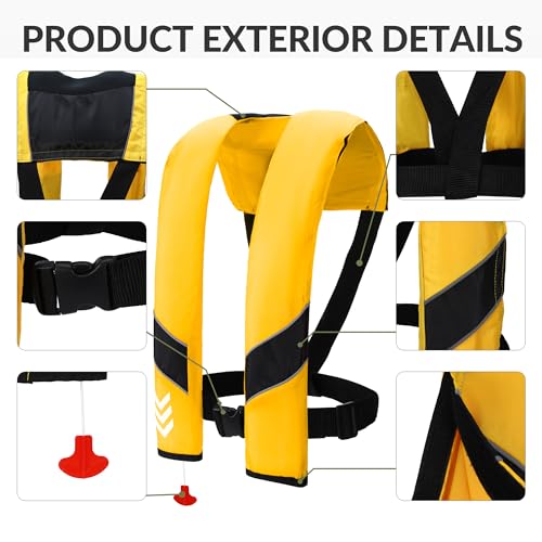 Manual Inflatable Life Jackets for Adults Life Vests PFD Low Profile Load Capacity Up to 330lbs