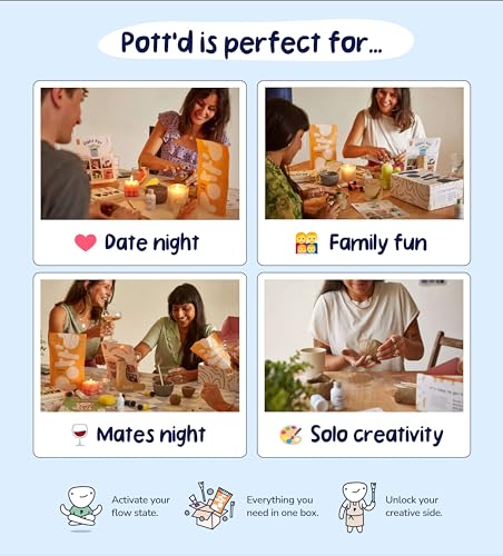Pott'd Air Dry Clay for Adults. Beginners Home Pottery Kit for Adults. DIY Craft Kit for Adults. Kit Includes: Air-Dry Cla...