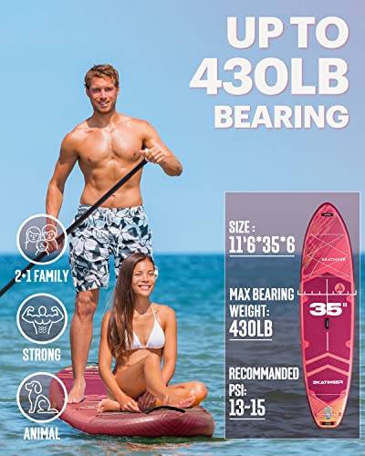 Skatinger Meteor Red & Lava Green Bundle｜11'6"x35" Super Wide Inflatable Stand Up Paddle Boards, All Accessories2, 100L Ba...