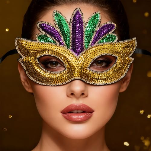 3PCS Mardi Gras Mask for Women Masquerade Venetian Carnival Mask for Party Decorations