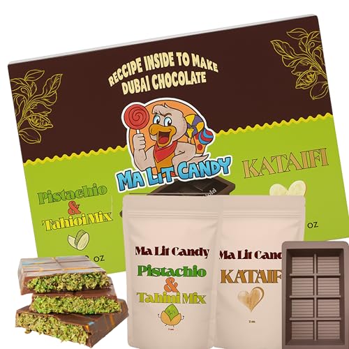 Ma Lit Candy Dubai Chocolate Bar Kit - Holidays Gift Box - INCLUDES Kataifi, Pistachio & Tahini Cream, Recipe, & Silicone ...