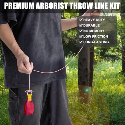 SOB Arborist Throw Line Kit with Slick Rope 197FT, Throw Weight, Reflective Storage Bag, Suit for Tree Cutting,Camping, Tr...