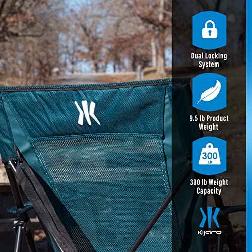 Kijaro Dual Lock Folding Camp Chair - Versatile Sports Chair With Locks Position for Outdoors - Cayman Blue Iguana