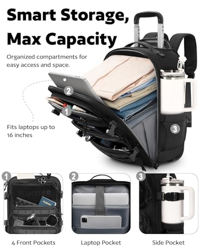 Rolling Tactical Laptop Backpack, Underseat Travel Backpack with Wheels, 16 Inch Wheeled Military Computer Backpack for Me...