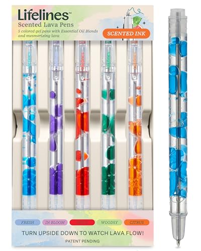 Lifelines Scented Lava Gel Pen Set, 5-Pack (Multi-Color) - 0.5mm Colored Gel Pens Infused with Scented Essential Oil Blend...