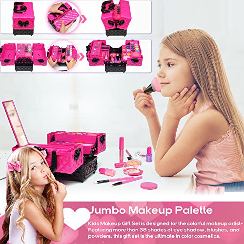 Kids Makeup Kit for Girl - 52 PCS Safe and Washable Makeup for Kids, Real Girls Makeup Kit, Toddler Makeup Kit with Cosmet...
