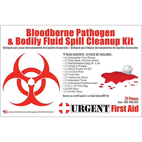 22 Piece Bodily Fluid Clean Up Pack/Bloodborne Pathogen Spill Kit - be OSHA Compliant and Protect from Dangerous Exposure ...