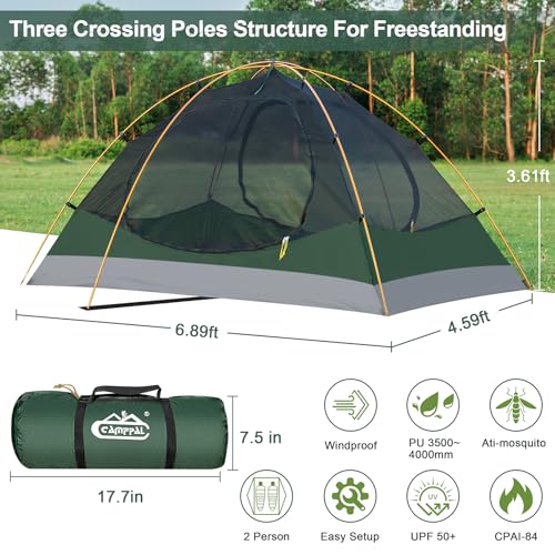 2 Person Backpacking Tent, Waterproof 4 Season Tent, Windproof Cold Weather Winter Tent for Camping, Hiking, Hunting, Cycling